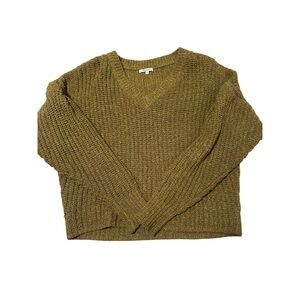 Madewell VNeck Mustard Brown Wool Sweater